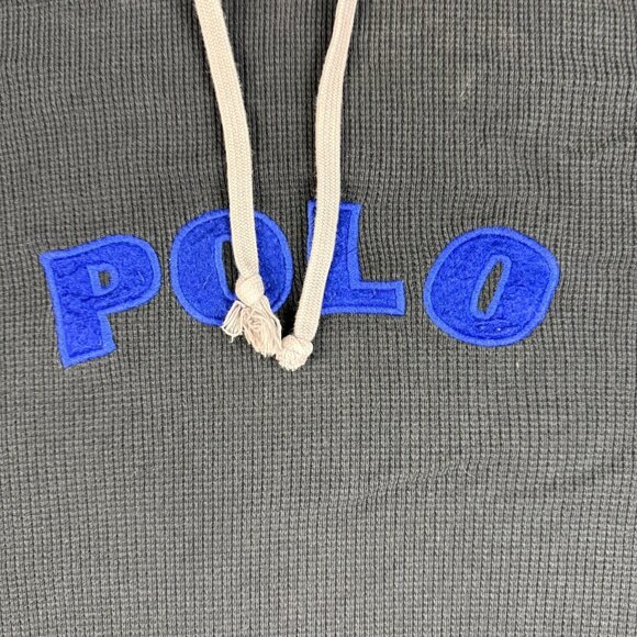 Polo Sport Ralph Lauren Hoodie Men's Large Hooded Sweatshirt Spellout Black Gray - Picture 6 of 10